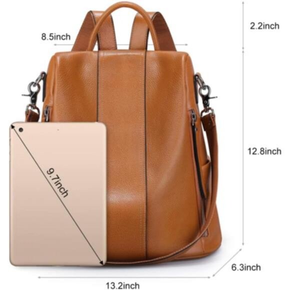 S-ZONE Leather Backpack Purses for Women Antitheft Soft Rucksack Ladies main image 4